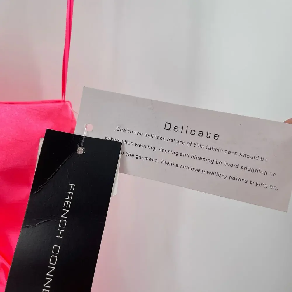FRENCH CONNECTION Dress Size 6 Adaline Satin One Shoulder Midi Neon Pink NWT
